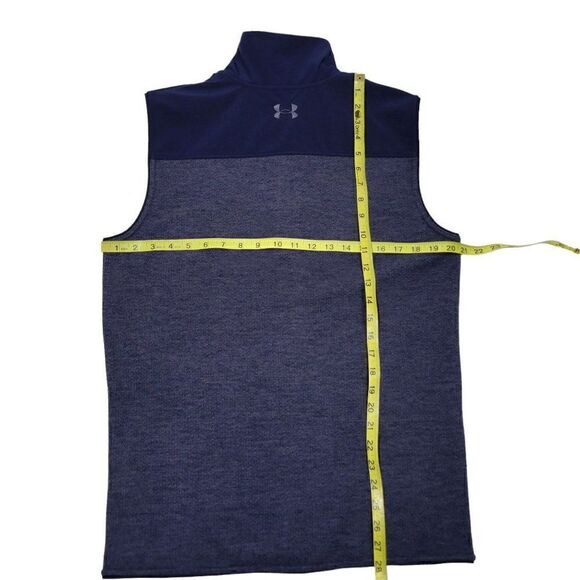 Under Armour Mens Small Fleece Specialist Vest Grid Blue Full Zip Pockets NEW - Picture 11 of 16